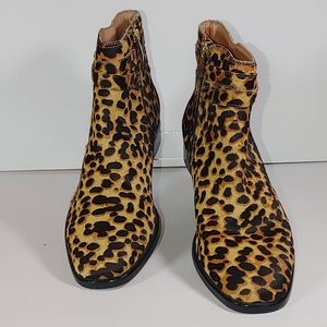 J. Jill Womens Size 8M Melodie Hair-Calf Leather Cheetah Leopard Zip Ankle Boots